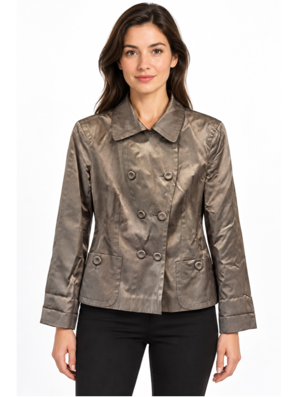 Rene Lezard Metallic Bronze Double Breasted Jacket Women’s Size 40/M